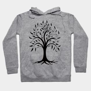 Black Deciduous Tree Silhouette Tee Hoodie